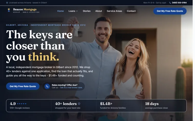 Mortgage website example - Beacon Mortgage Group home page